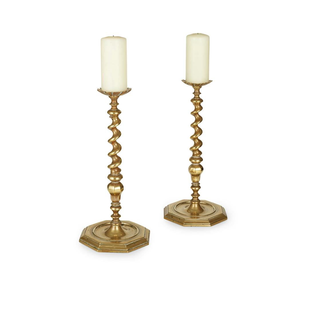 Pair of Italian Baroque Bronze Pricket Candlesticks - David