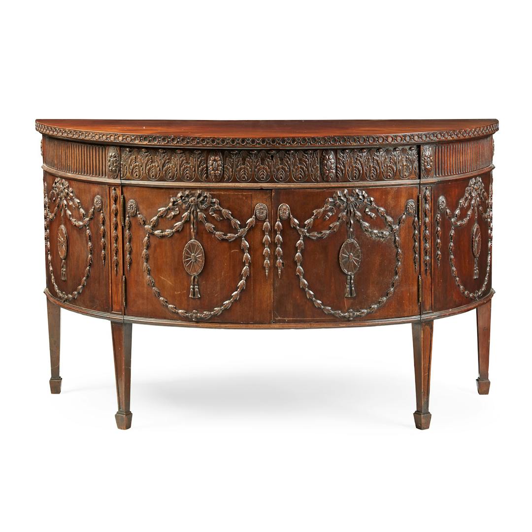 Bonhams : George III mahogany and goncalo alves banded serpentine chest in  the manner Henry Kettle