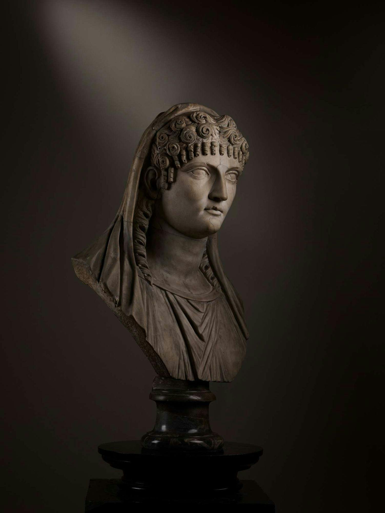 ROMAN OVER-LIFE-SIZE MARBLE PORTRAIT HEAD OF POMPEIA PLOTINA